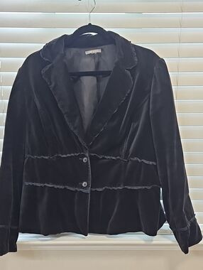 Apt. 9 Black Velvet Ruffle-Trim Blazer